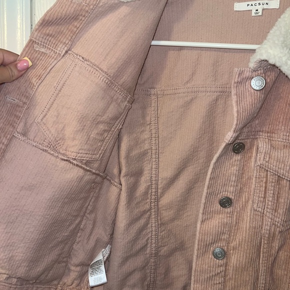 PacSun Pink and White Jean Jacket Corduroy Style - Picture 2 of 3